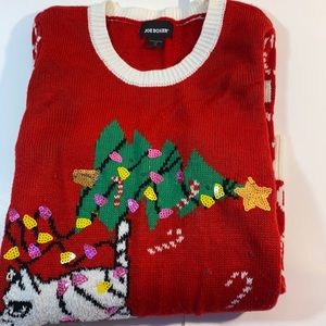 Joe Boxer- Christmas sweater. Red with Christmas accents. Large. 100 % Acrylic.